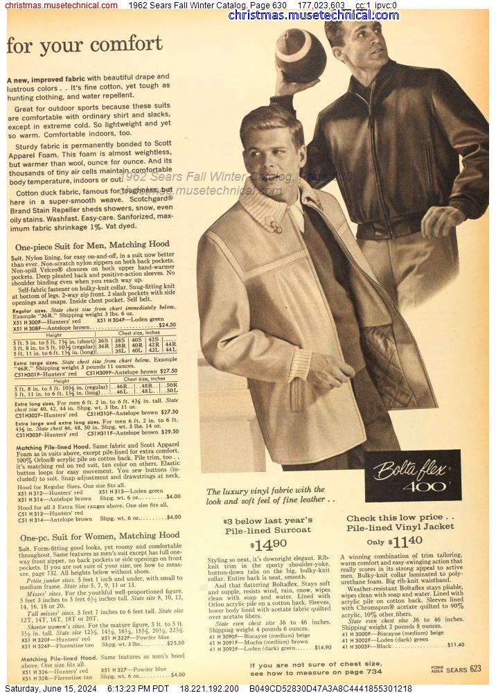 1962 Sears Fall Winter Catalog, Page 630