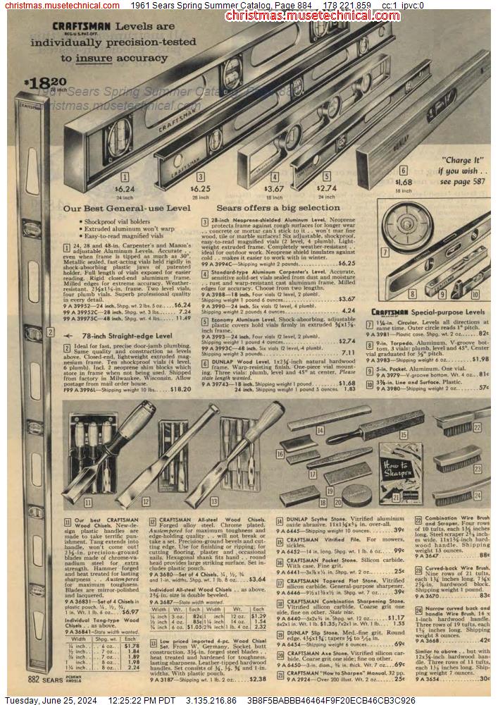 1961 Sears Spring Summer Catalog, Page 884