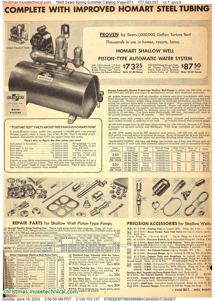 1949 Sears Spring Summer Catalog, Page 871