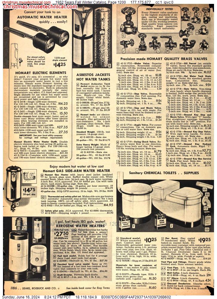 1952 Sears Fall Winter Catalog, Page 1200