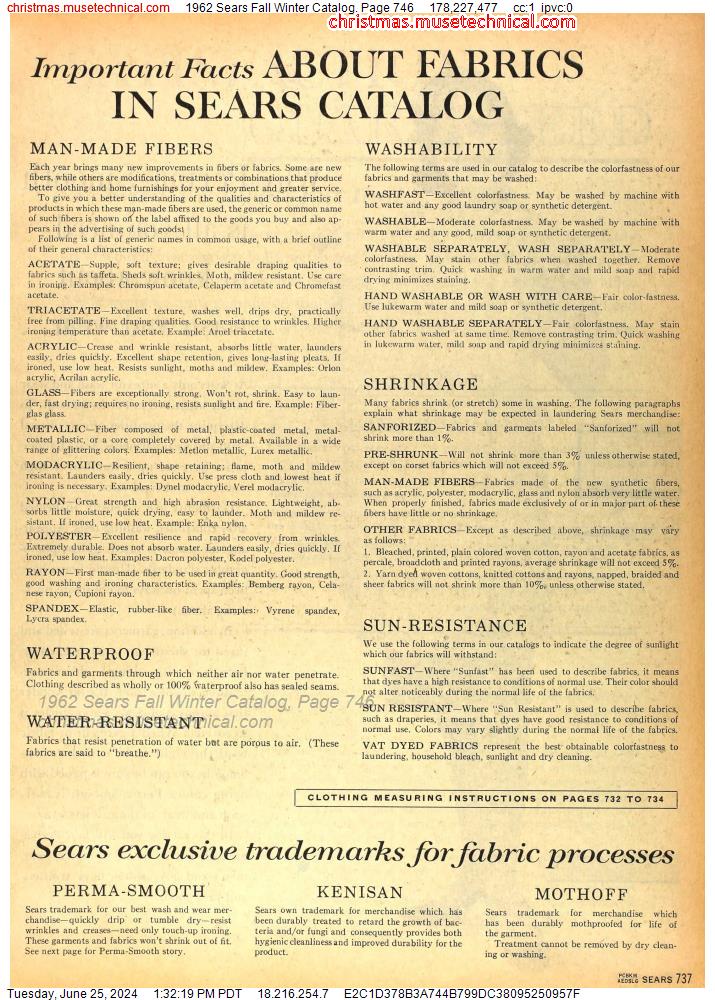1962 Sears Fall Winter Catalog, Page 746