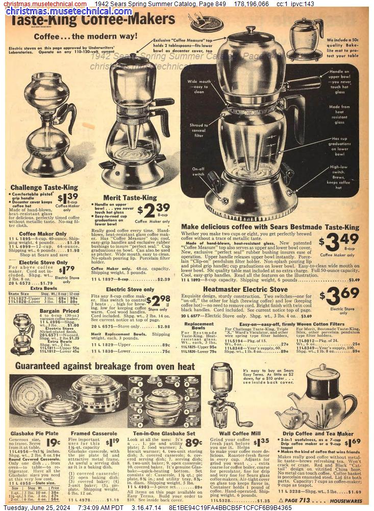 1942 Sears Spring Summer Catalog, Page 849