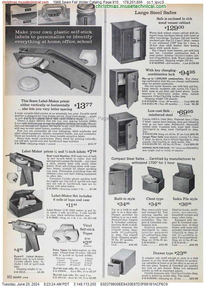 1966 Sears Fall Winter Catalog, Page 910