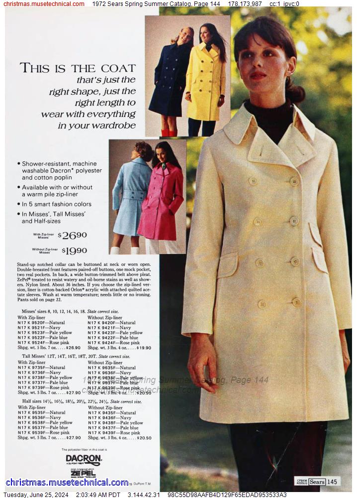 1972 Sears Spring Summer Catalog, Page 144