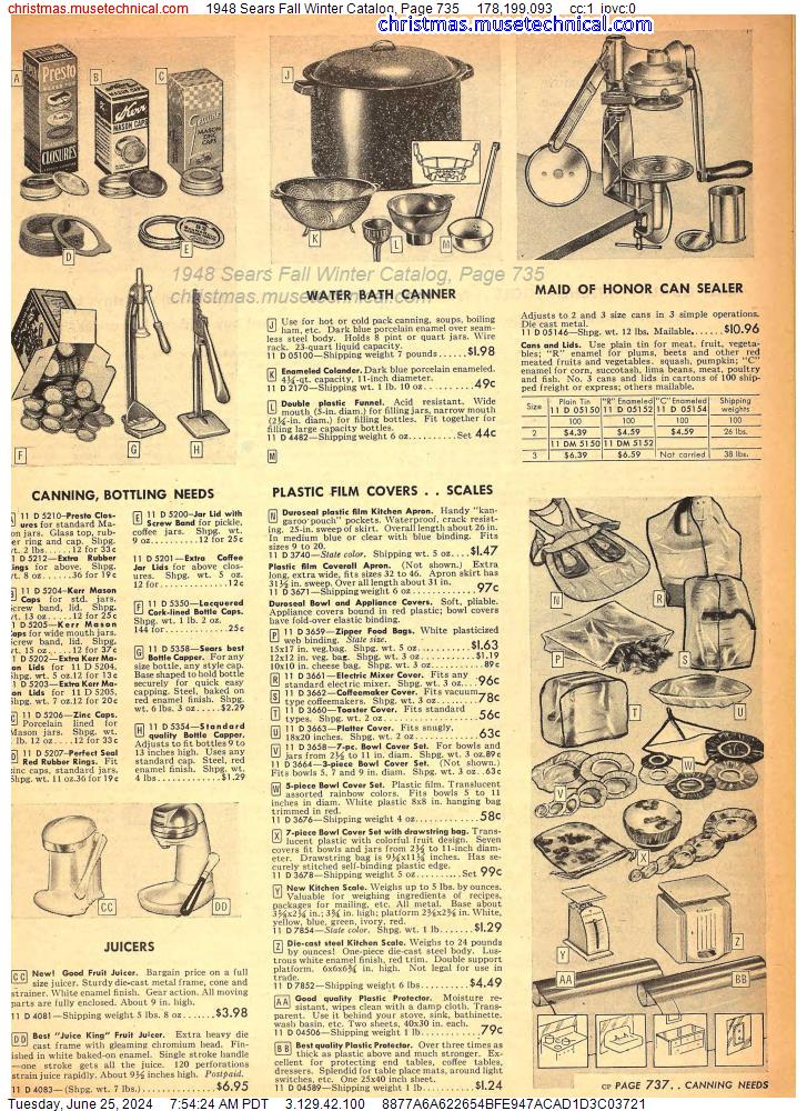 1948 Sears Fall Winter Catalog, Page 735