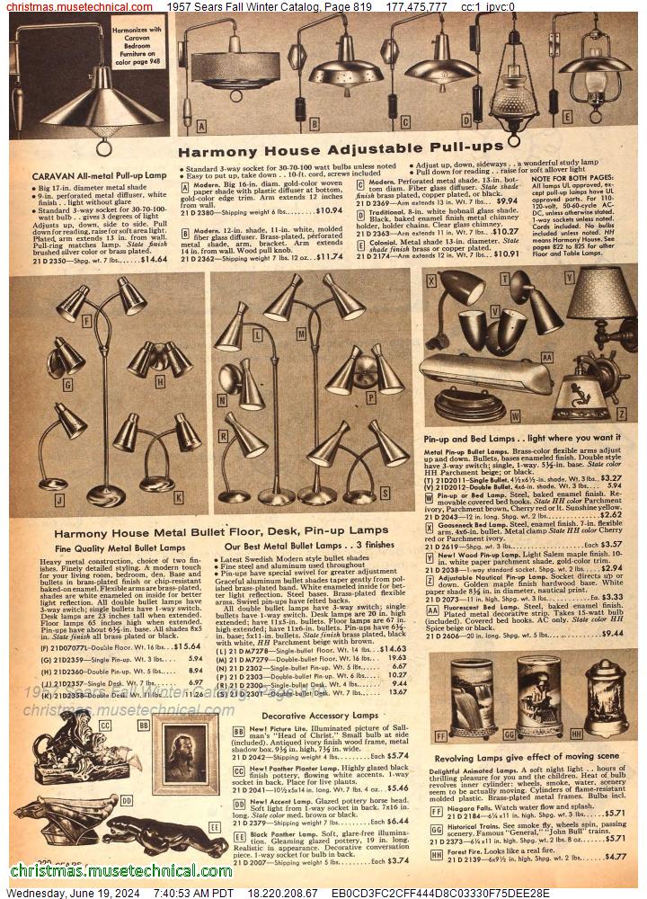1957 Sears Fall Winter Catalog, Page 819