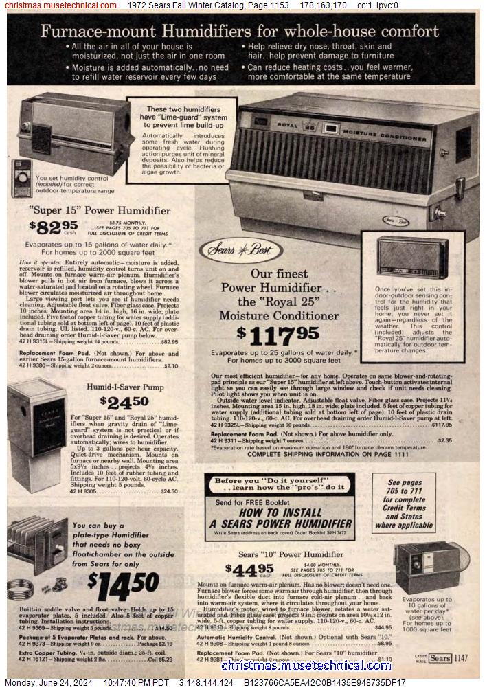 1972 Sears Fall Winter Catalog, Page 1153