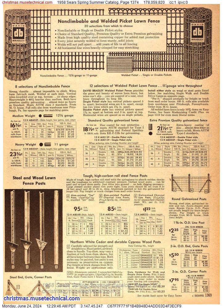 1958 Sears Spring Summer Catalog, Page 1374