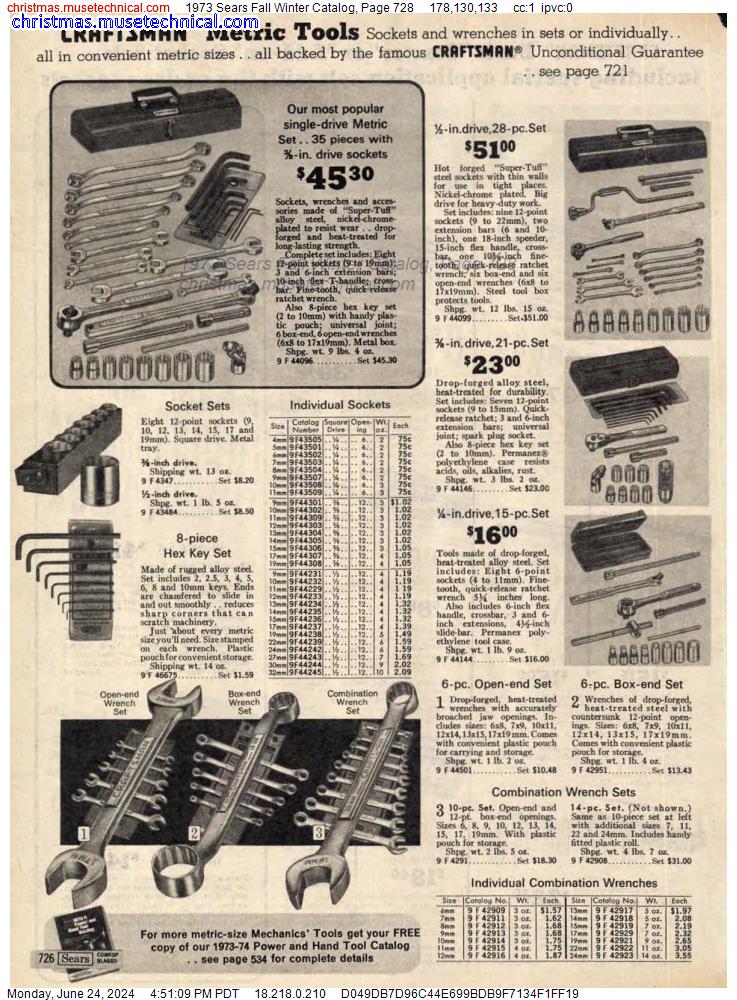 1973 Sears Fall Winter Catalog, Page 728