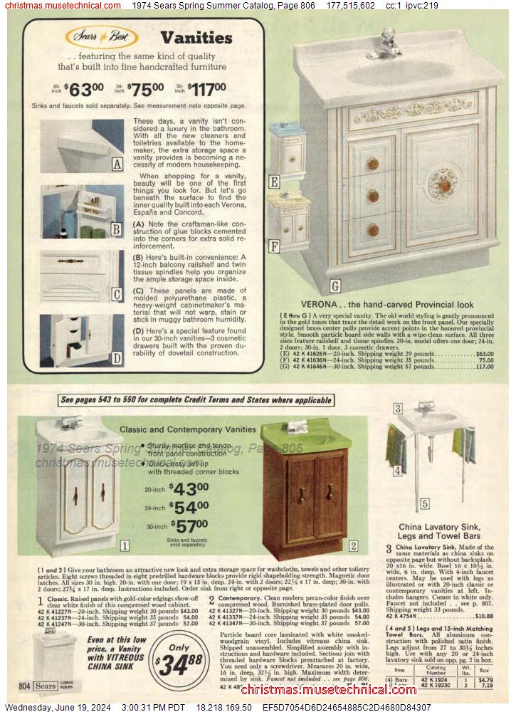 1974 Sears Spring Summer Catalog, Page 806