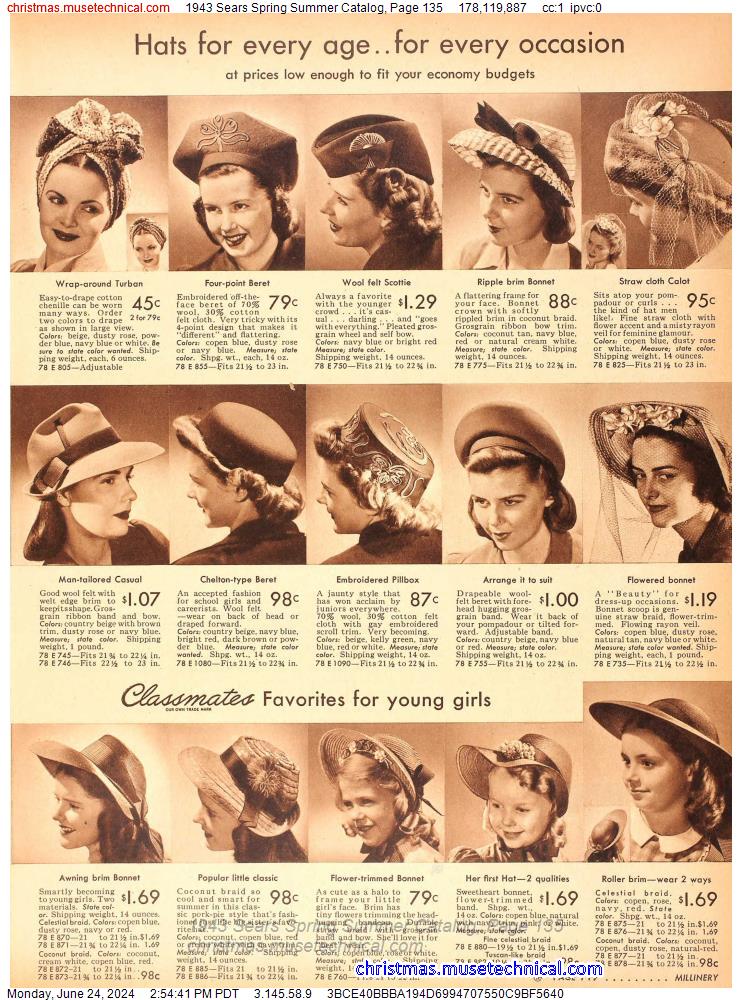 1943 Sears Spring Summer Catalog, Page 135
