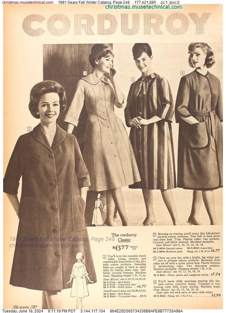 1961 Sears Fall Winter Catalog, Page 248