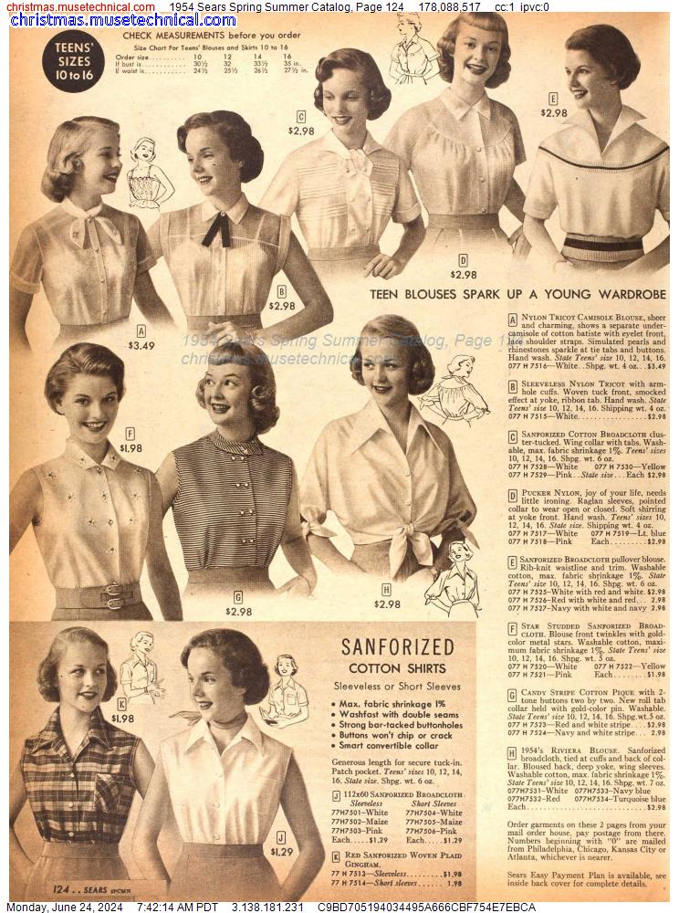 1954 Sears Spring Summer Catalog, Page 124