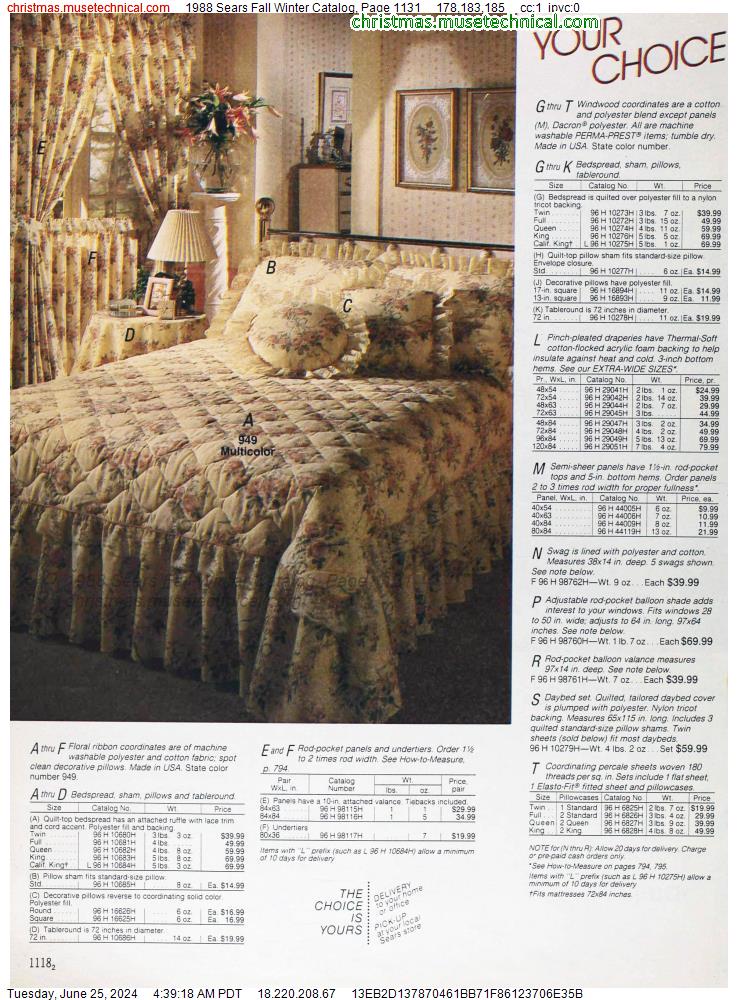 1988 Sears Fall Winter Catalog, Page 1131