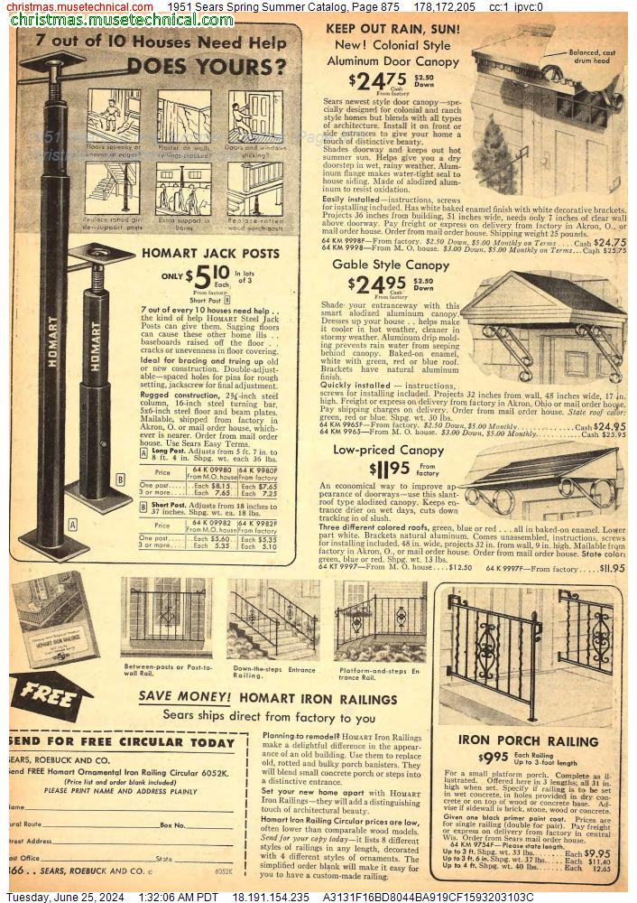 1951 Sears Spring Summer Catalog, Page 875