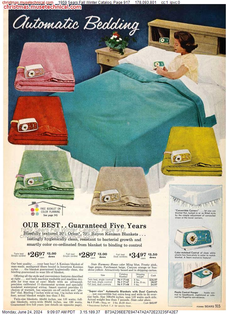 1959 Sears Fall Winter Catalog, Page 917