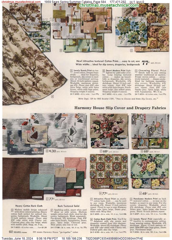 1959 Sears Spring Summer Catalog, Page 584