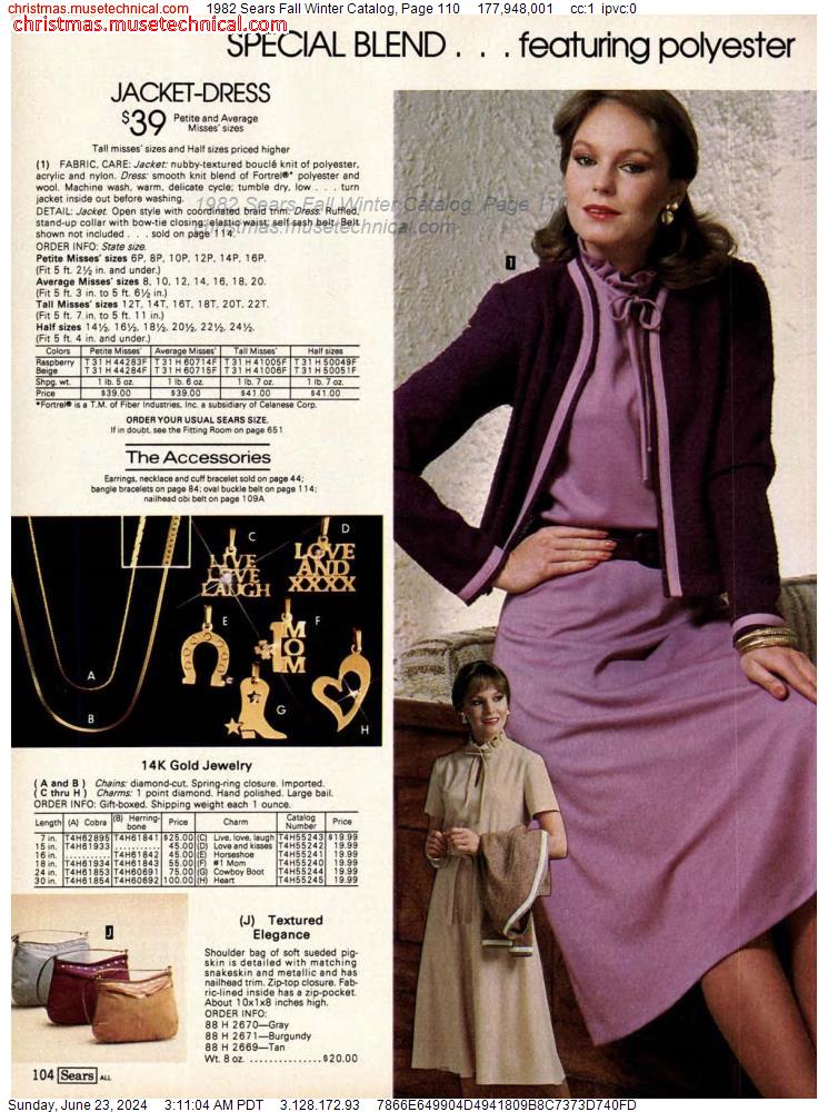 1982 Sears Fall Winter Catalog, Page 110