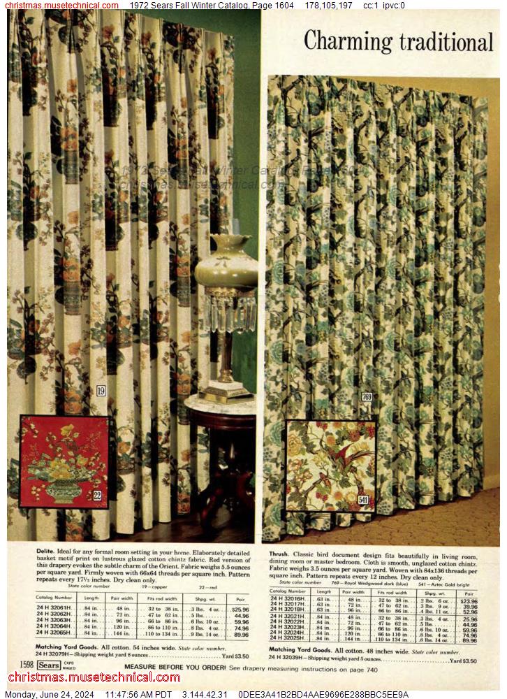 1972 Sears Fall Winter Catalog, Page 1604