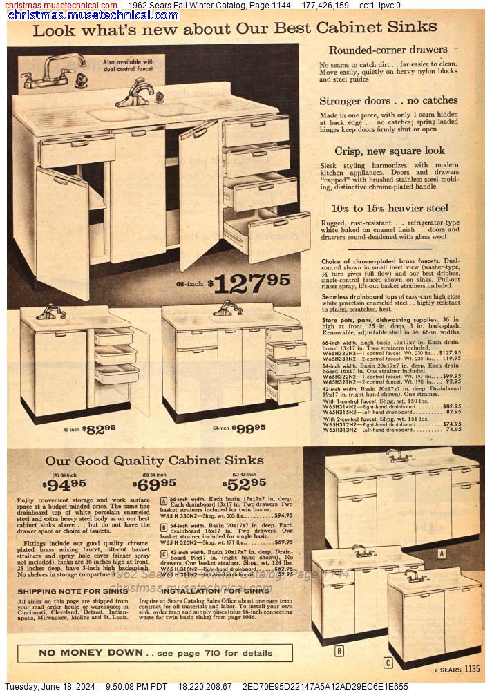 1962 Sears Fall Winter Catalog, Page 1144