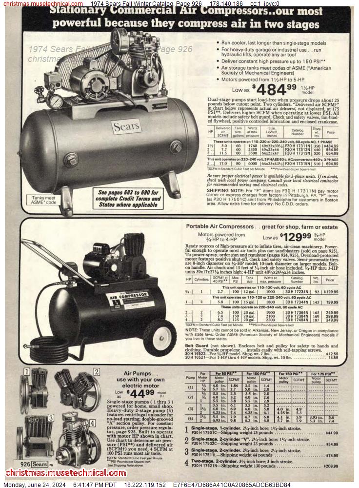 1974 Sears Fall Winter Catalog, Page 926