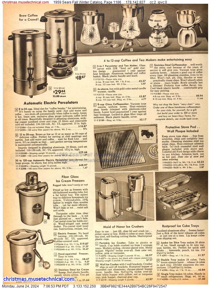 1959 Sears Fall Winter Catalog, Page 1186