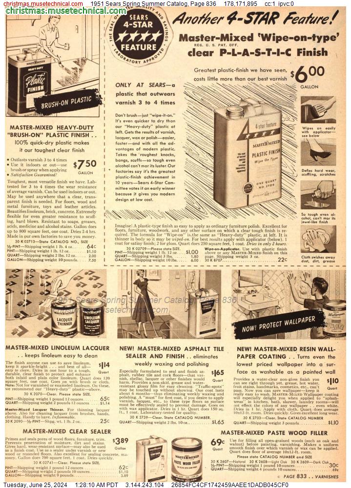 1951 Sears Spring Summer Catalog, Page 836