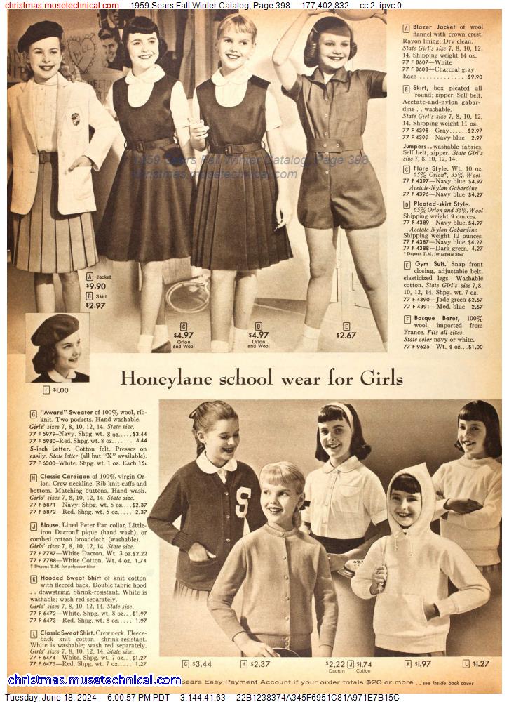 1959 Sears Fall Winter Catalog, Page 398
