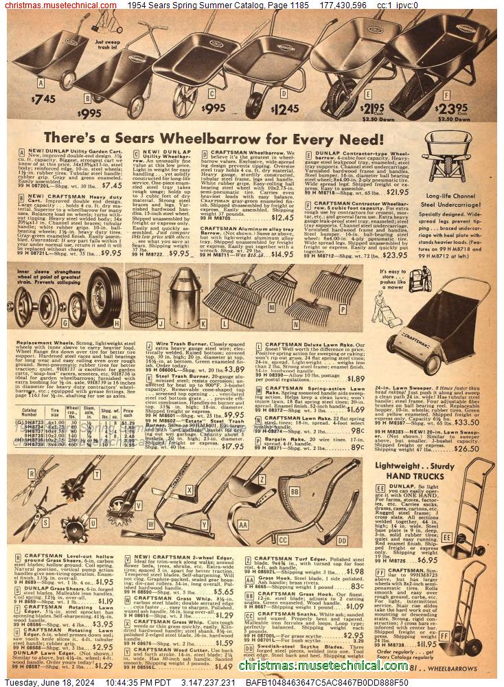 1954 Sears Spring Summer Catalog, Page 1185