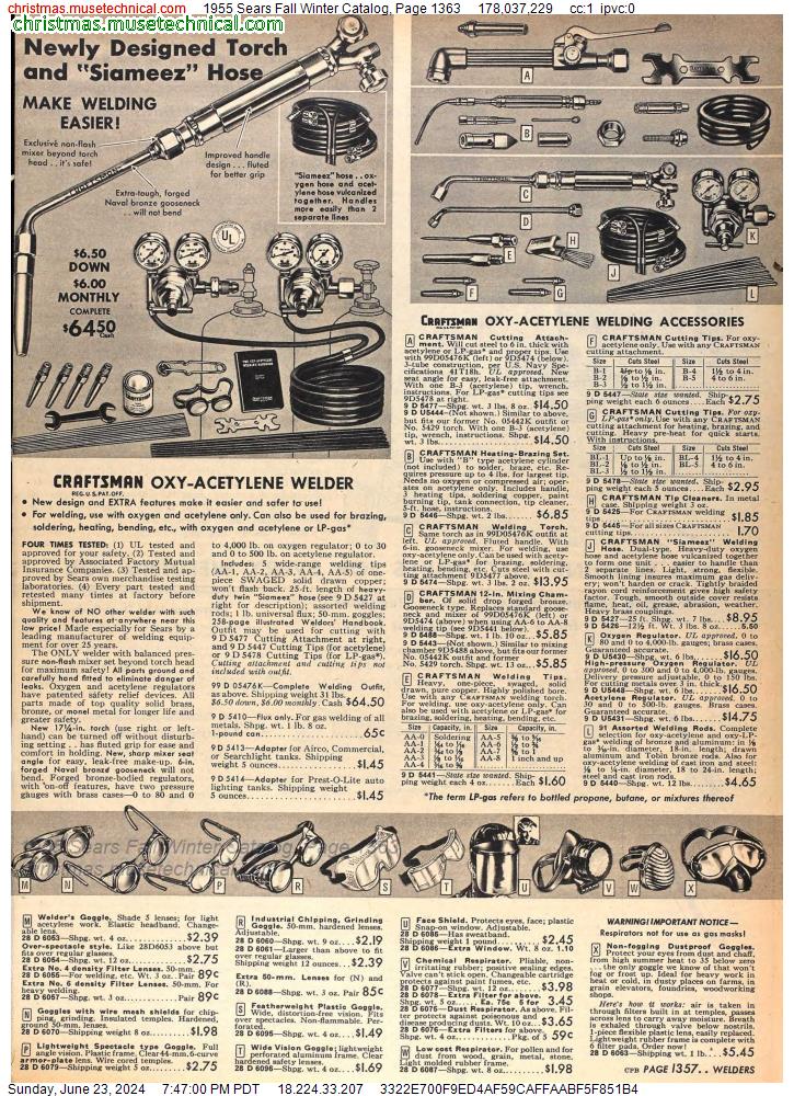 1955 Sears Fall Winter Catalog, Page 1363