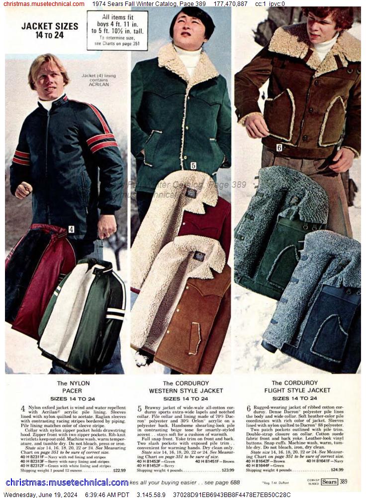 1974 Sears Fall Winter Catalog, Page 389