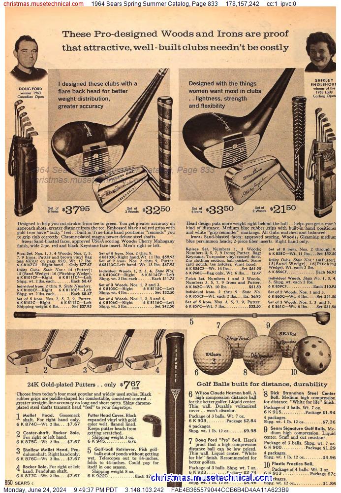 1964 Sears Spring Summer Catalog, Page 833