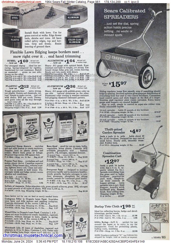 1964 Sears Fall Winter Catalog, Page 961