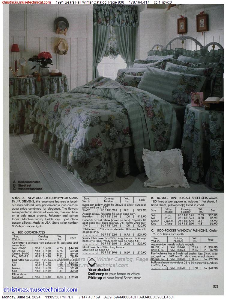 1991 Sears Fall Winter Catalog, Page 830