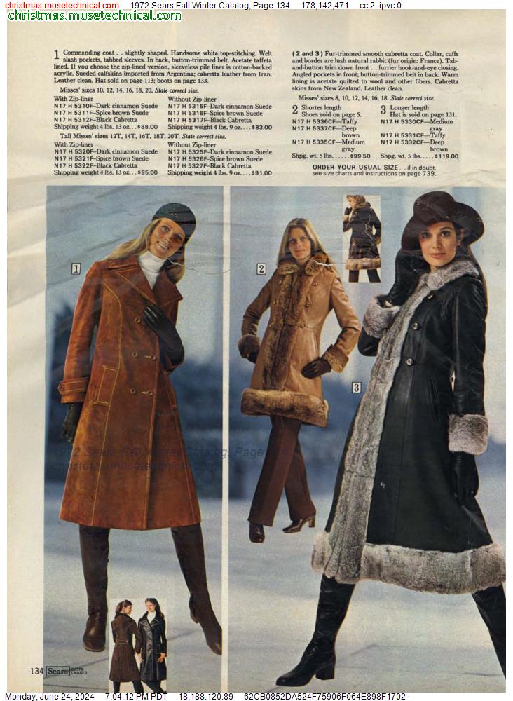 1972 Sears Fall Winter Catalog, Page 134