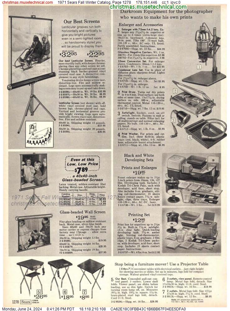1971 Sears Fall Winter Catalog, Page 1278