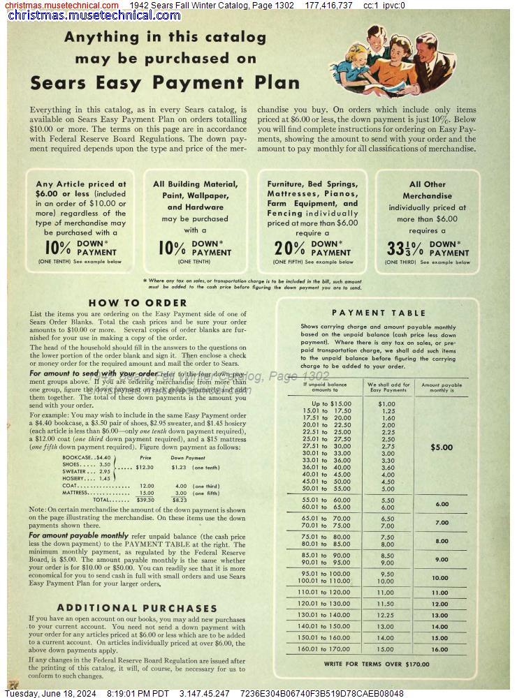 1942 Sears Fall Winter Catalog, Page 1302
