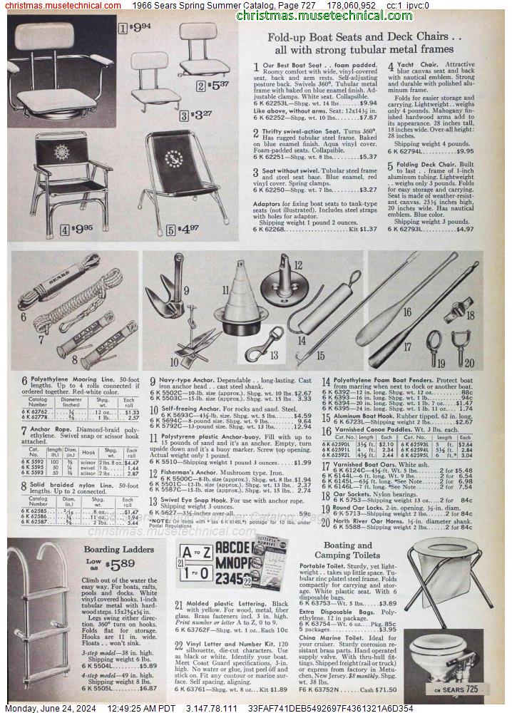 1966 Sears Spring Summer Catalog, Page 727