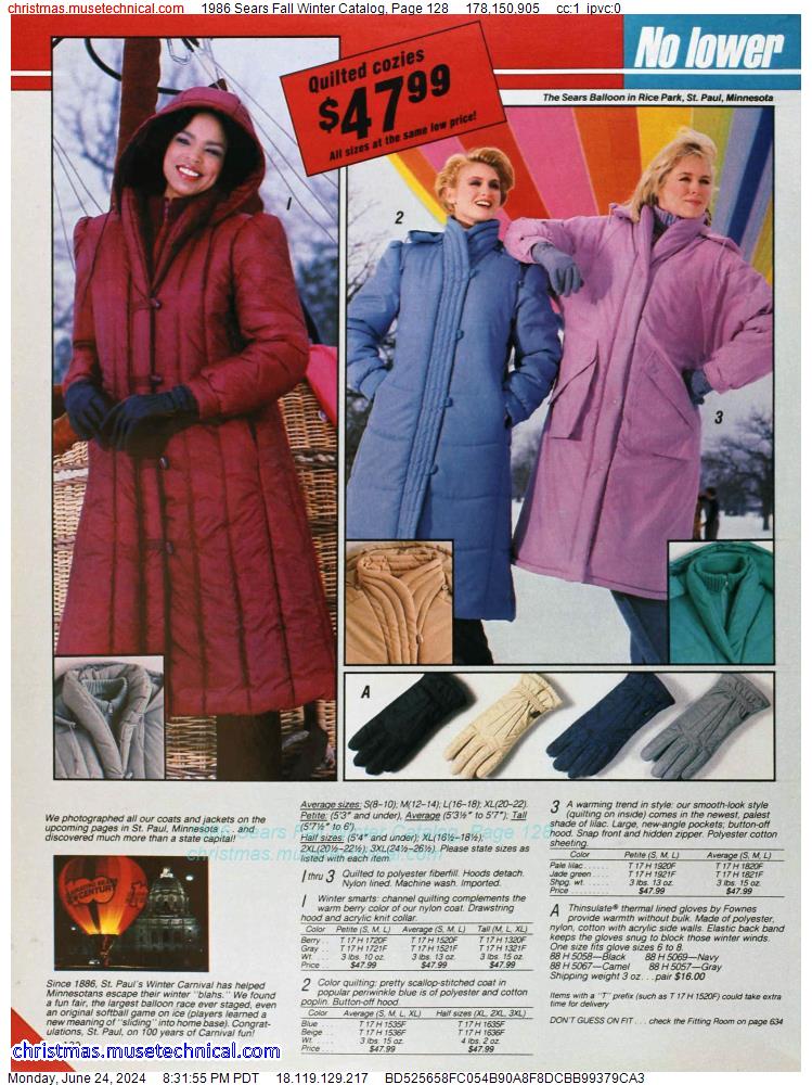 1986 Sears Fall Winter Catalog, Page 128