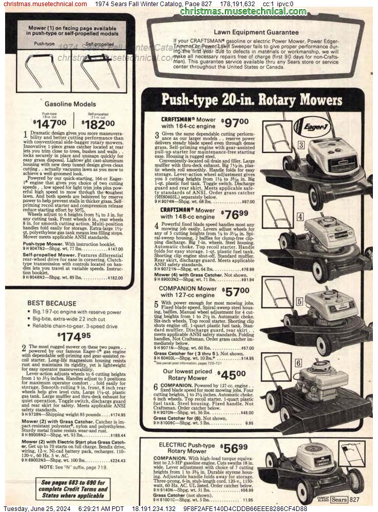 1974 Sears Fall Winter Catalog, Page 827