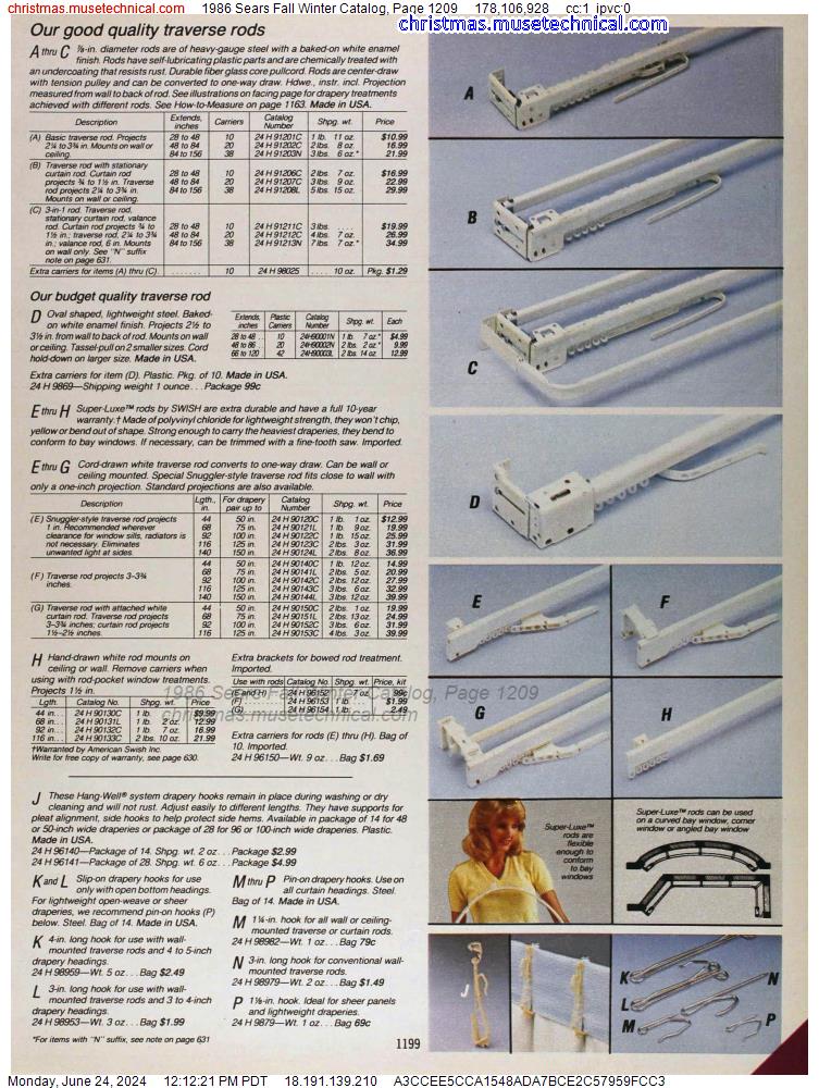 1986 Sears Fall Winter Catalog, Page 1209