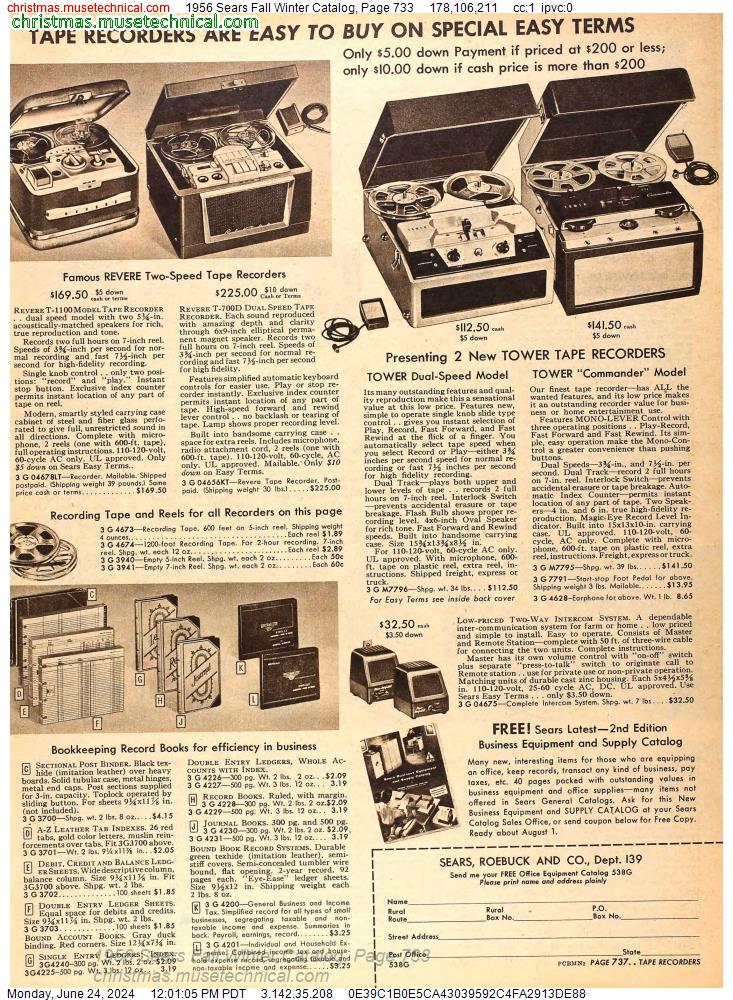 1956 Sears Fall Winter Catalog, Page 733
