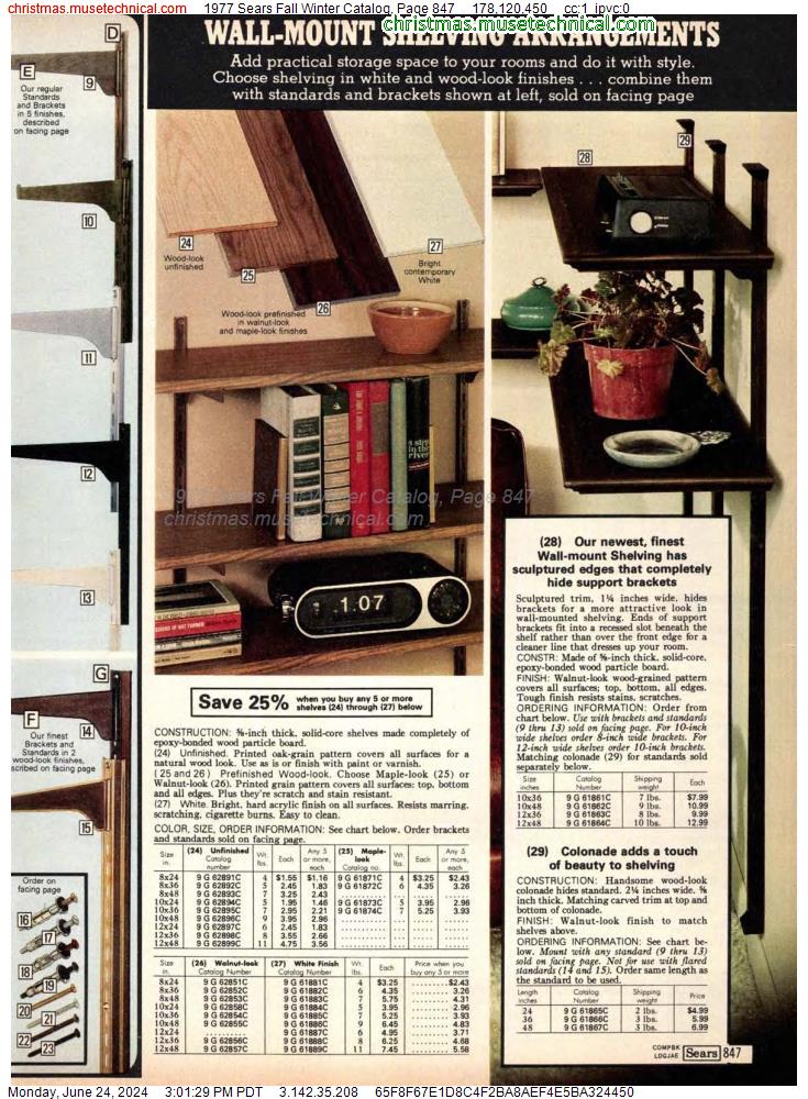 1977 Sears Fall Winter Catalog, Page 847
