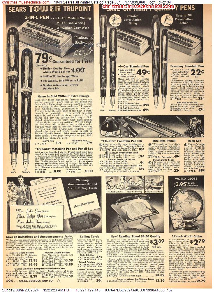 1941 Sears Fall Winter Catalog, Page 631
