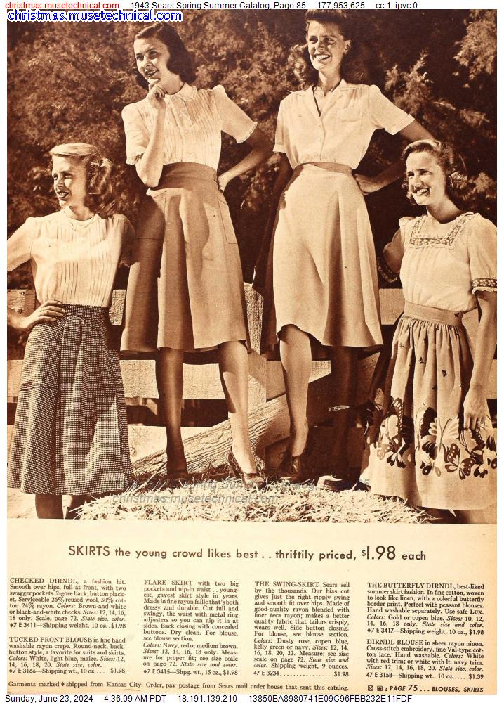 1943 Sears Spring Summer Catalog, Page 85
