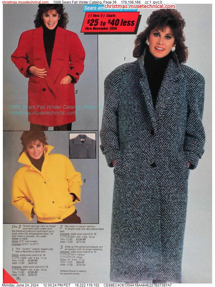 1986 Sears Fall Winter Catalog, Page 36