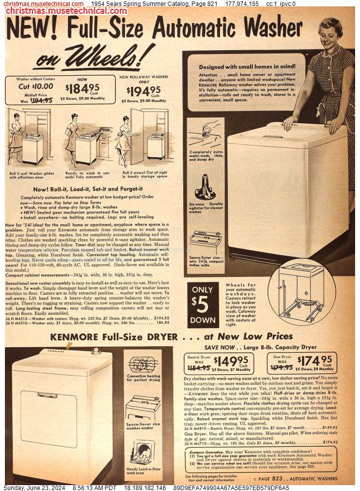 1954 Sears Spring Summer Catalog, Page 821