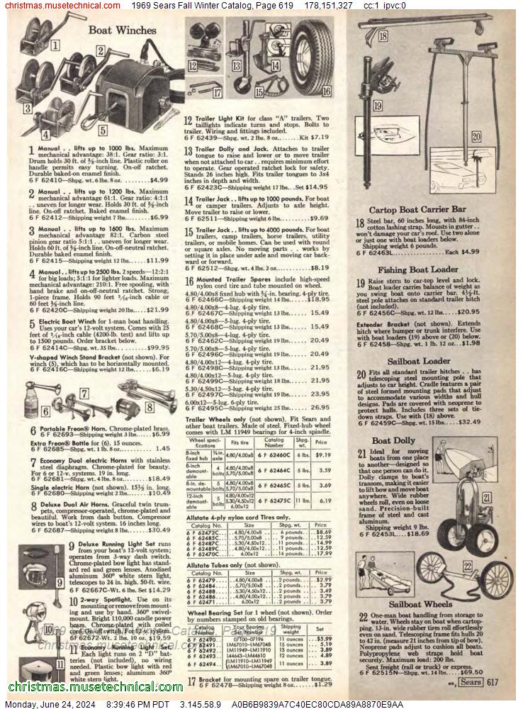 1969 Sears Fall Winter Catalog, Page 619