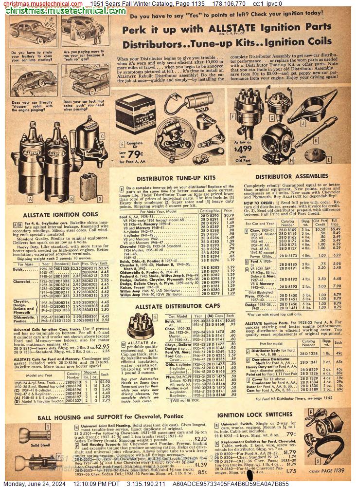 1951 Sears Fall Winter Catalog, Page 1135