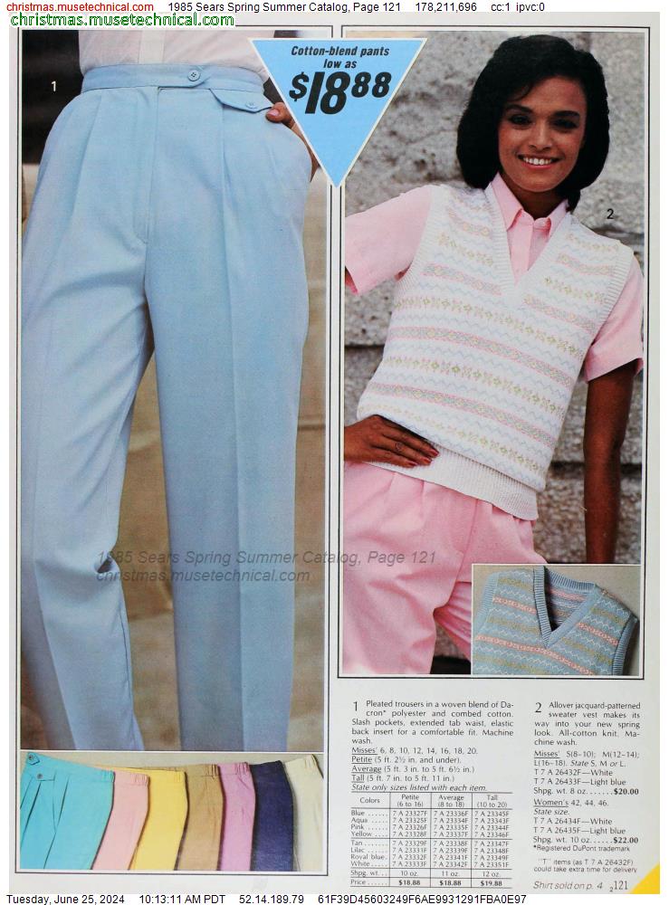 1985 Sears Spring Summer Catalog, Page 121